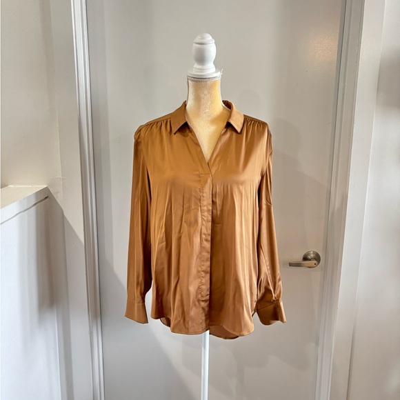 Soma Tan Button Down Shirt with Notched Collar - Picture 1 of 8